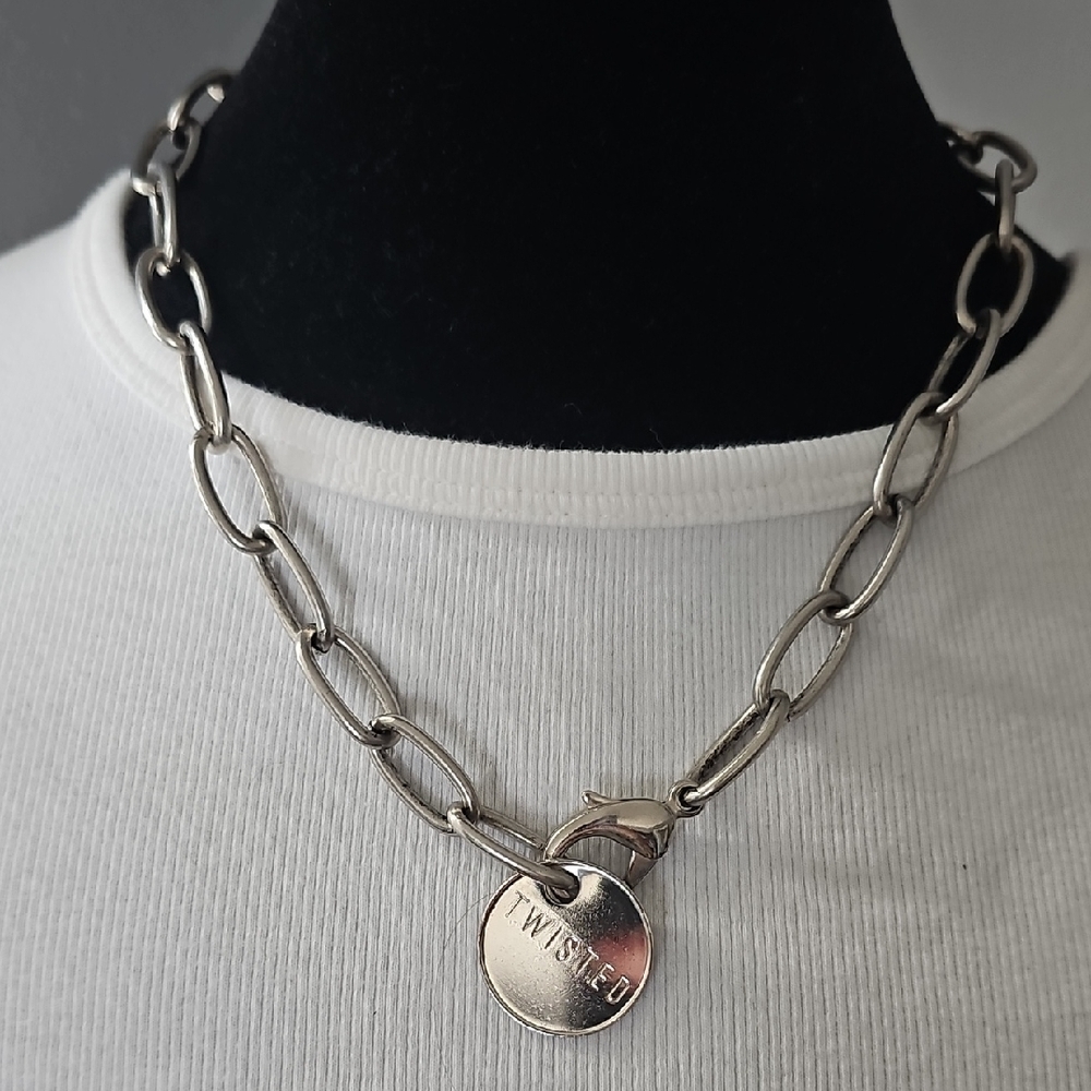 Twisted Chunky Silver Necklace